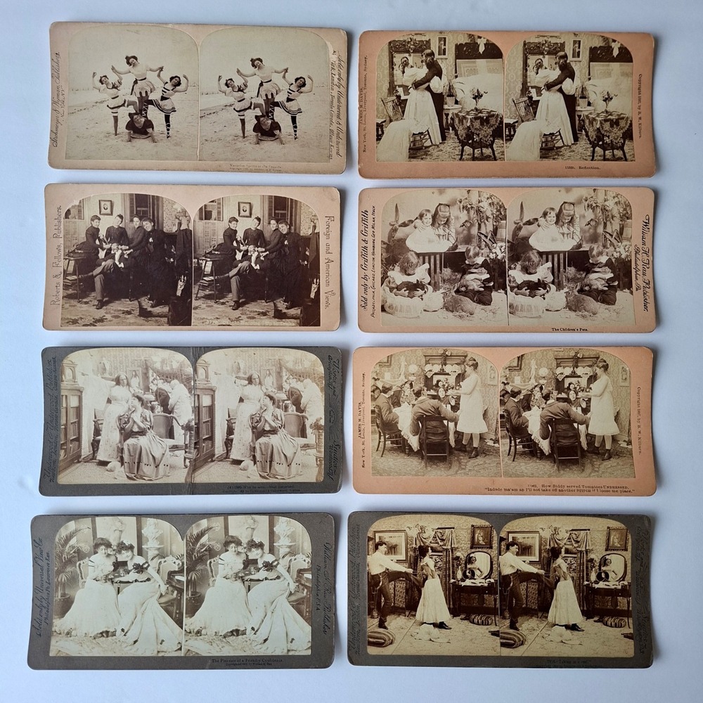 8 Antique 1890s Stereoview Cards Underwood Kilburn Griffith Rau Victorian